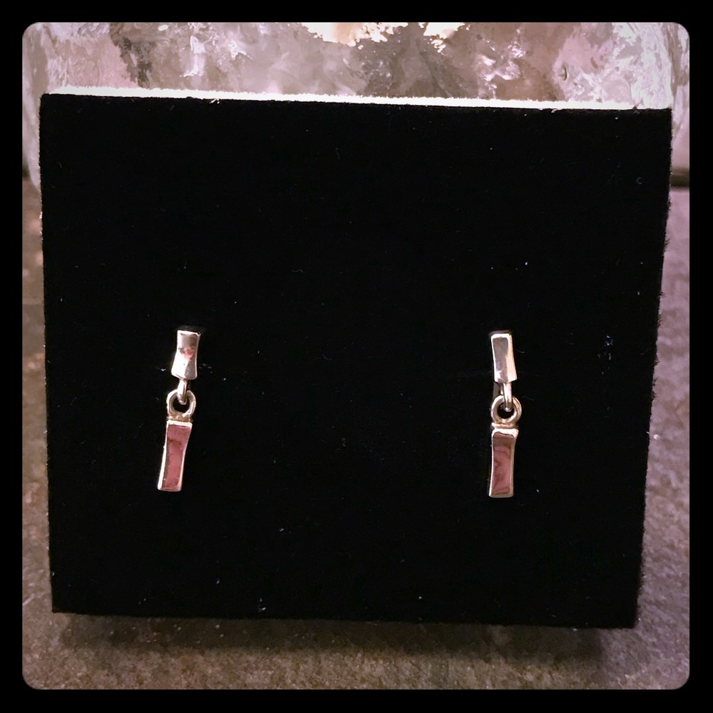 Cute Sterling Silver Rectangle Drop Earrings
